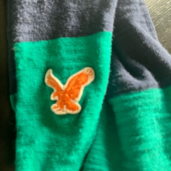 American Eagle Y2K cotton fashion scarf, navy and turquoise - Picture 2 of 4